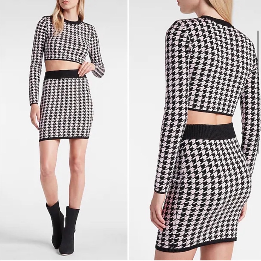 🚨LAST CHANCE🚨 EXPRESS • Houndstooth Skirt and Sweater SET